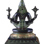 Brass Yog Narasimha Swamy Statue 11" | Unique Black Green Antique Finish | 6 kg Handcrafted Sculpture | 8" Width, 6" Depth | Yoga Narasimha Temple Inspired